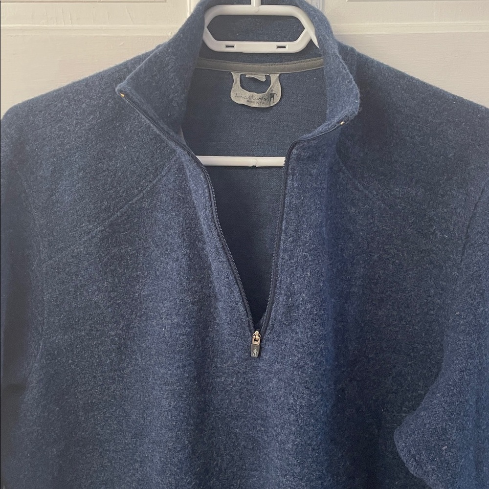Smartwool wool blend navy quarter zip sweater men’s size medium - Picture 6 of 16